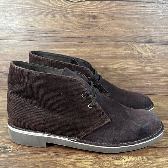 Clarks Desert Corduroy Brown Suede Chukka Boots Men’s Size 11 Shoes - Picture 1 of 10